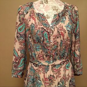 Daniel Rainn pink paisley boho 3/4 sleeve dress